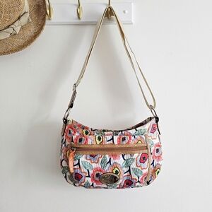 Lily Bloom Artistic Eco Friendly Retro Multicolor Flower Blossom Crossbody Purse